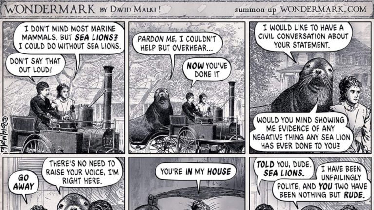 Sealioning: The Terrible Sea Lion by David Malki.
