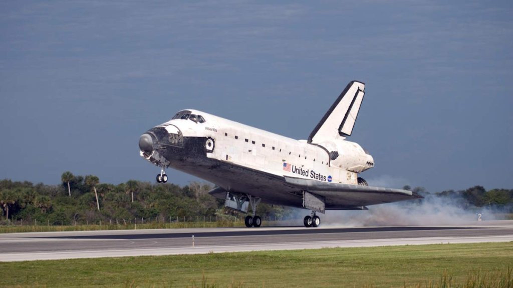 Space Shuttle Atlantis touches down at the Kennedy Space Center after successful completion of STS-122